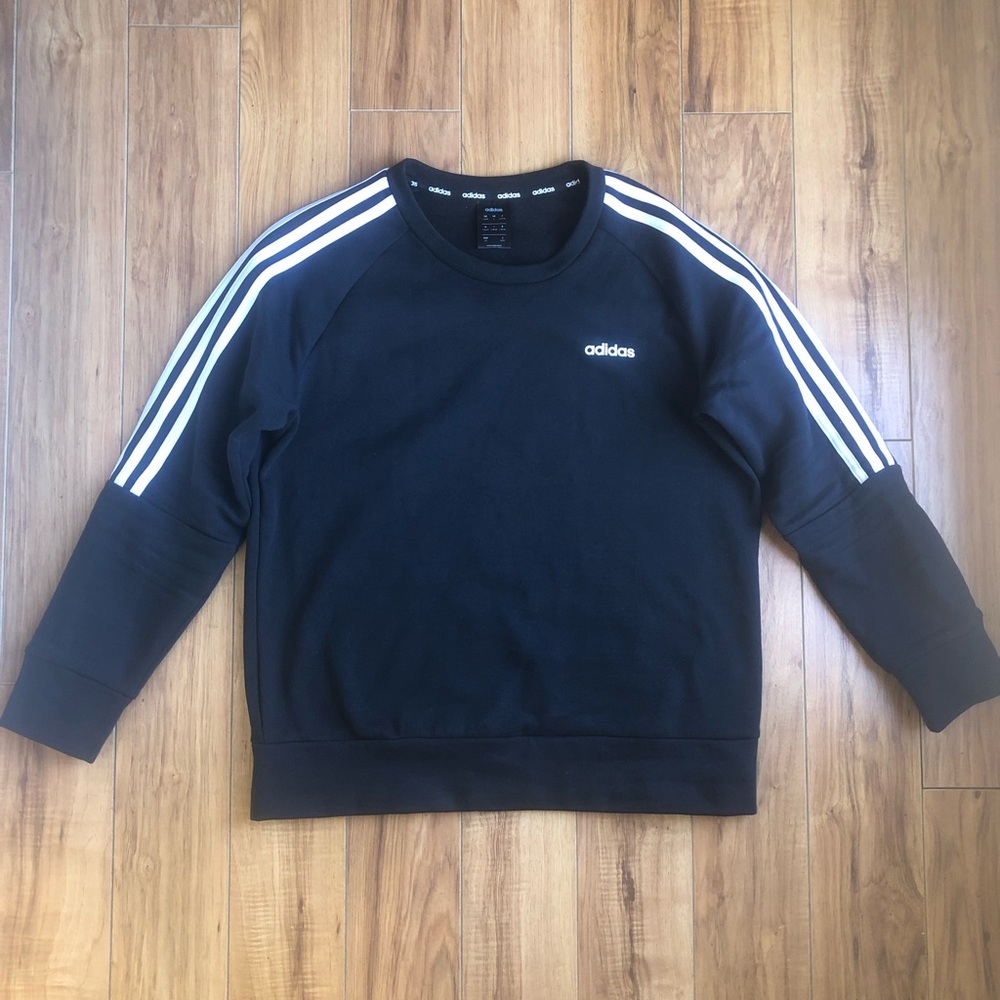 ADIDAS Men’s Black Sweatshirt with Three White Stripes